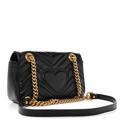 Gucci Calfskin Matelasse Mini GG Marmont Shoulder Bag Black 3 of 15
