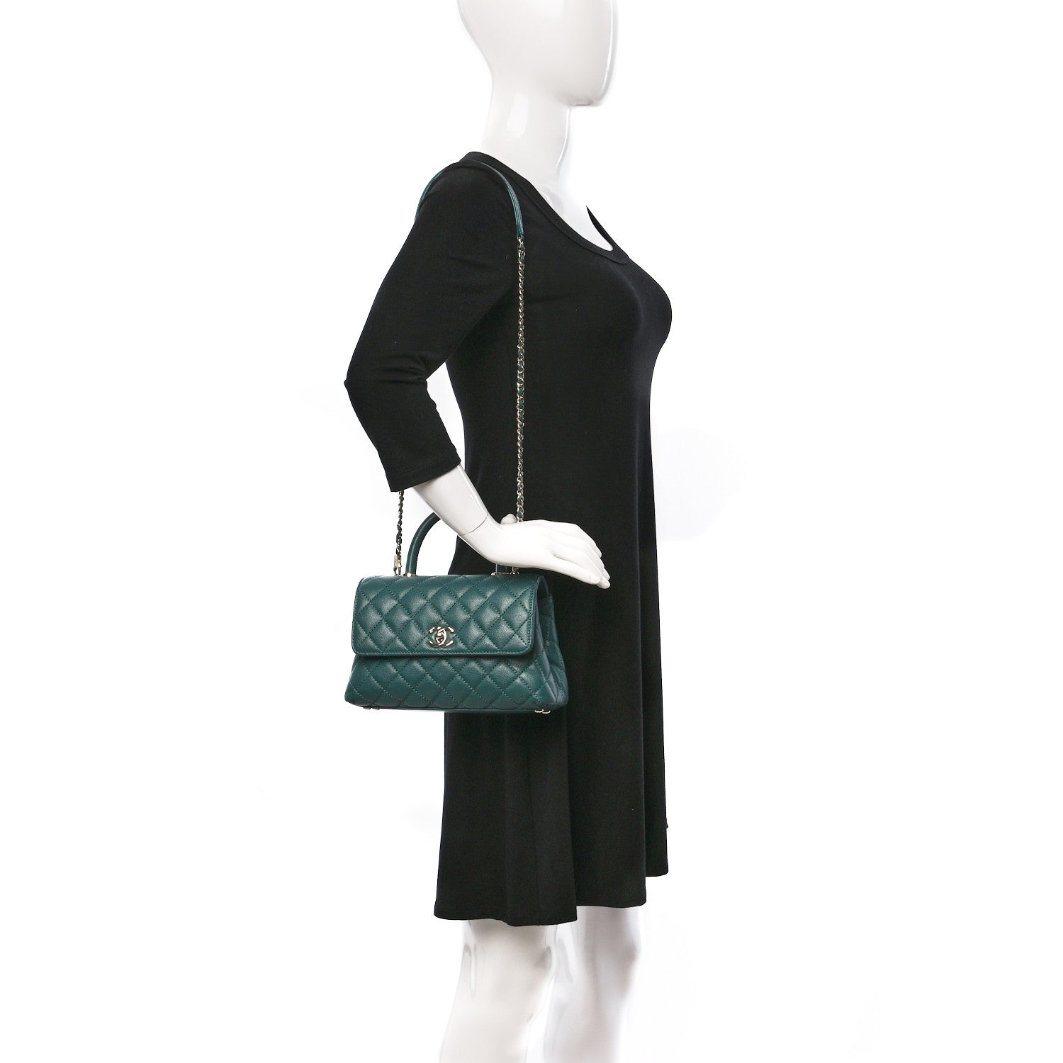 Chanel Caviar Quilted Mini Coco Handle Flap Green 2 of 9