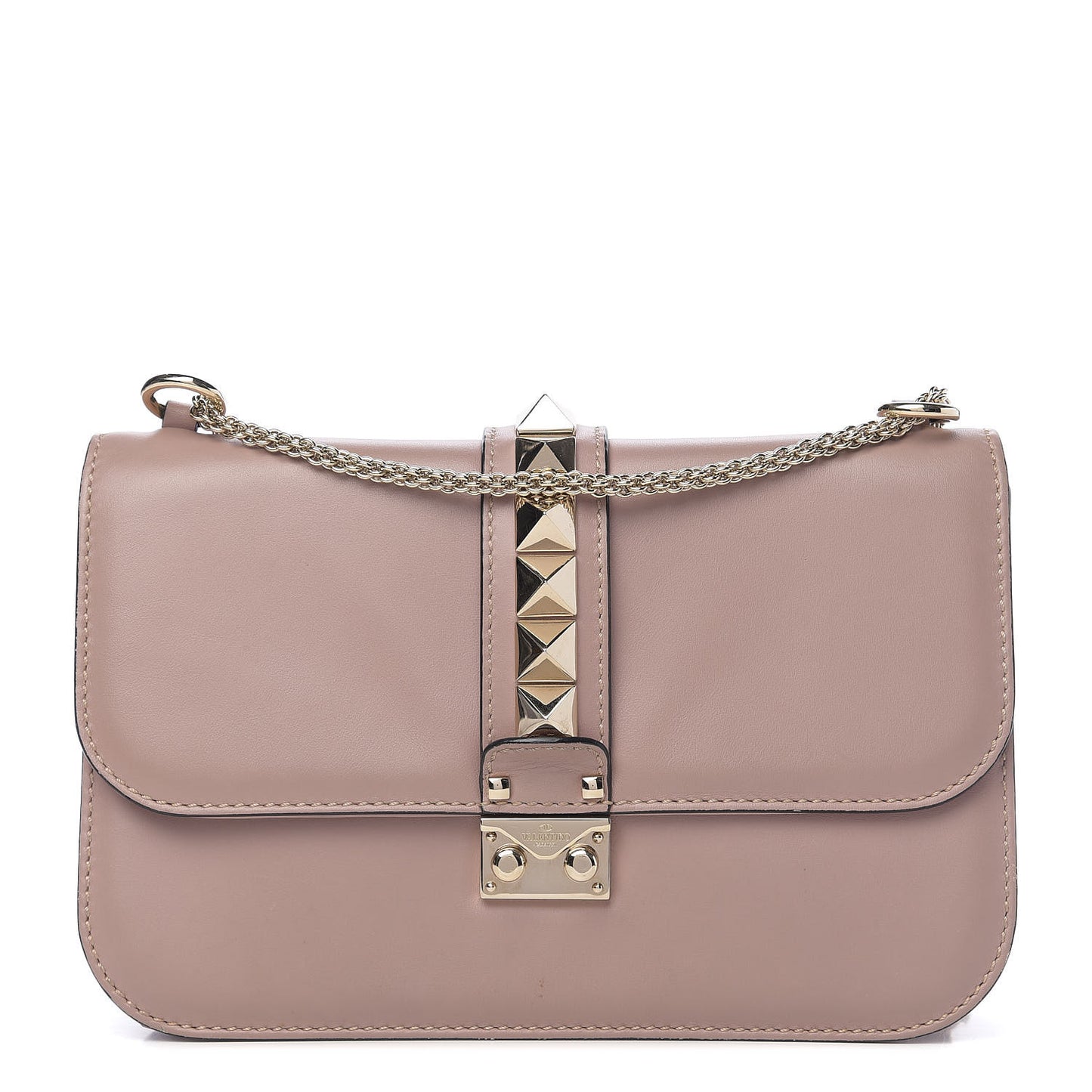 Vitello Medium Glam Lock Rockstud Flap Poudre