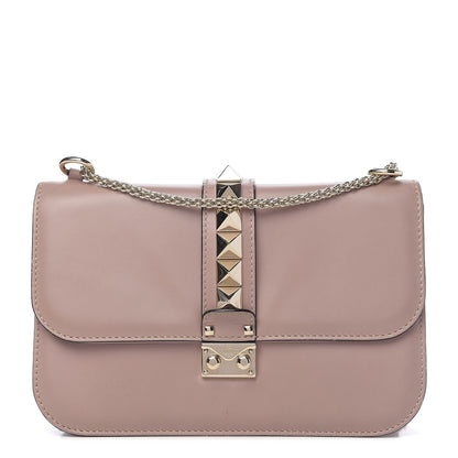 Valentino Garavani Vitello Medium Glam Lock Rockstud Flap Poudre 1 of 9