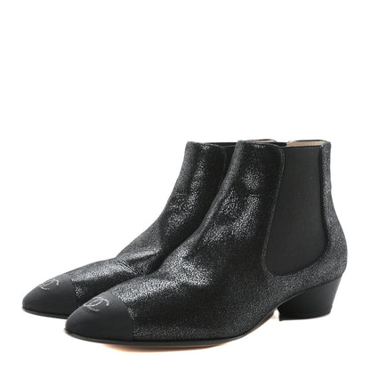 Chanel Goatskin Grosgrain Cap Toe Short Boots 37 Black 4 of 9
