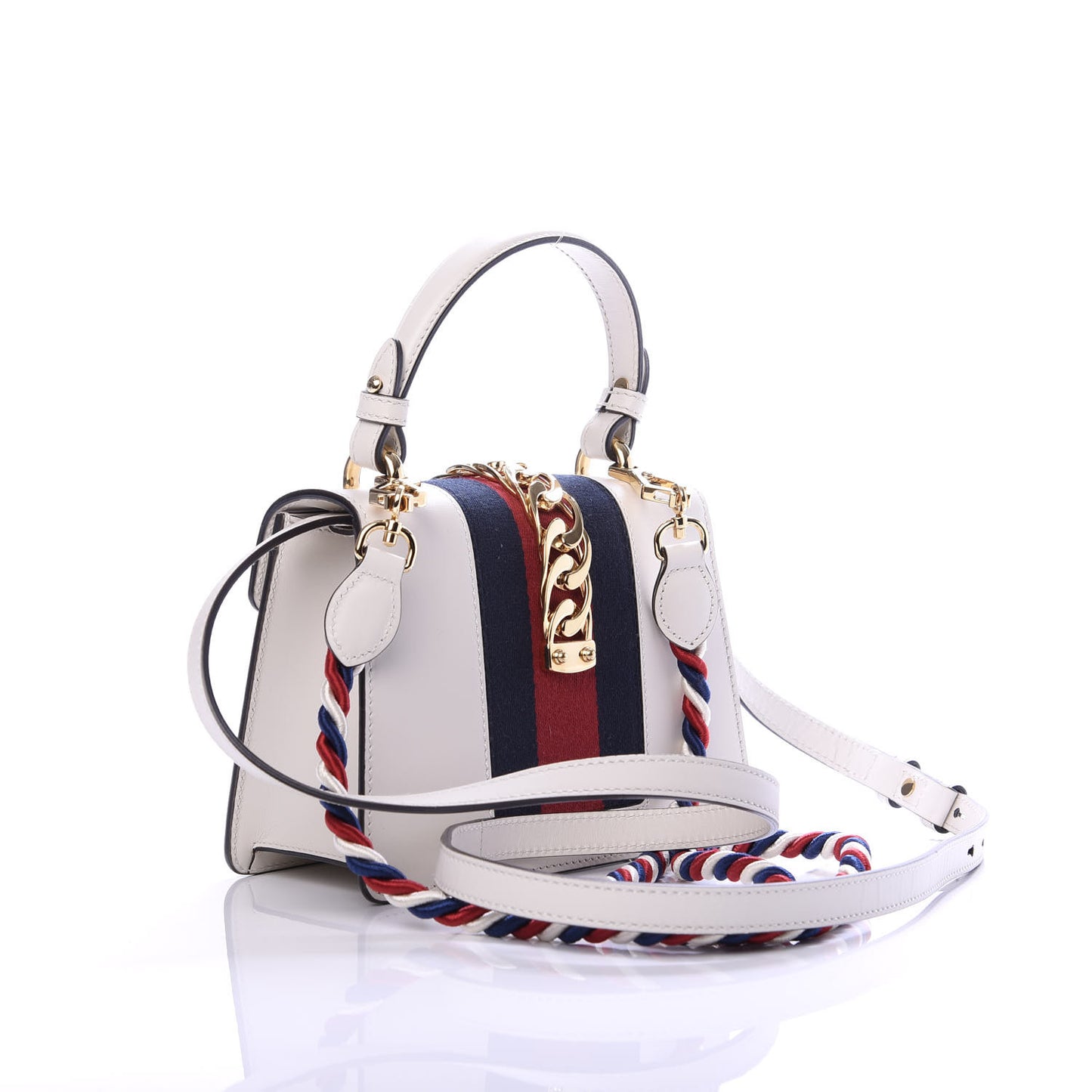 Calfskin Mini Sylvie Top Handle Bag White