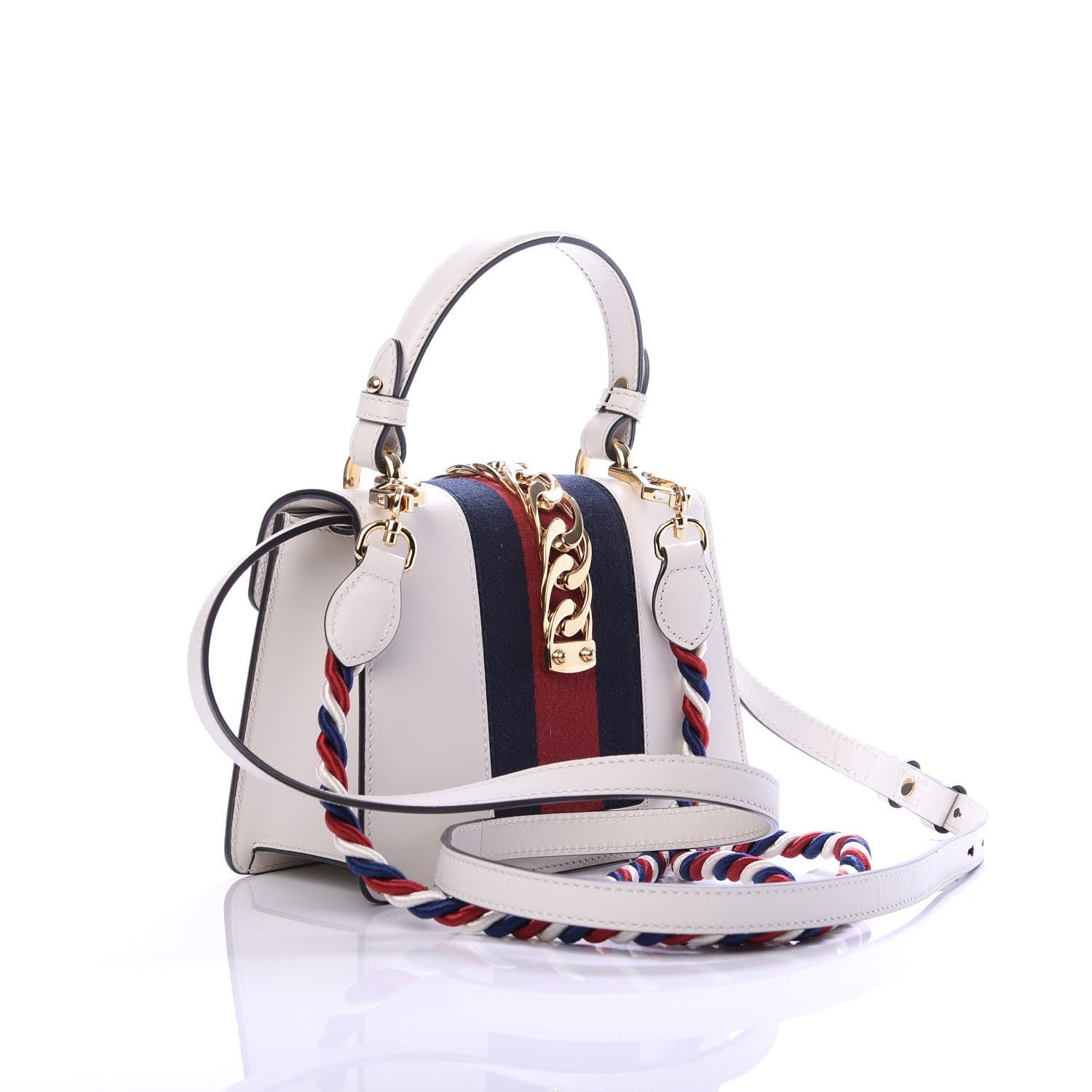 Gucci Calfskin Mini Sylvie Top Handle Bag White 3 of 10