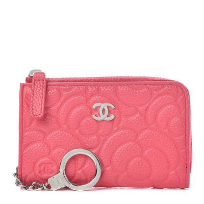 Chanel Caviar Camellia Embossed Key Holder Case Pink 1 of 8