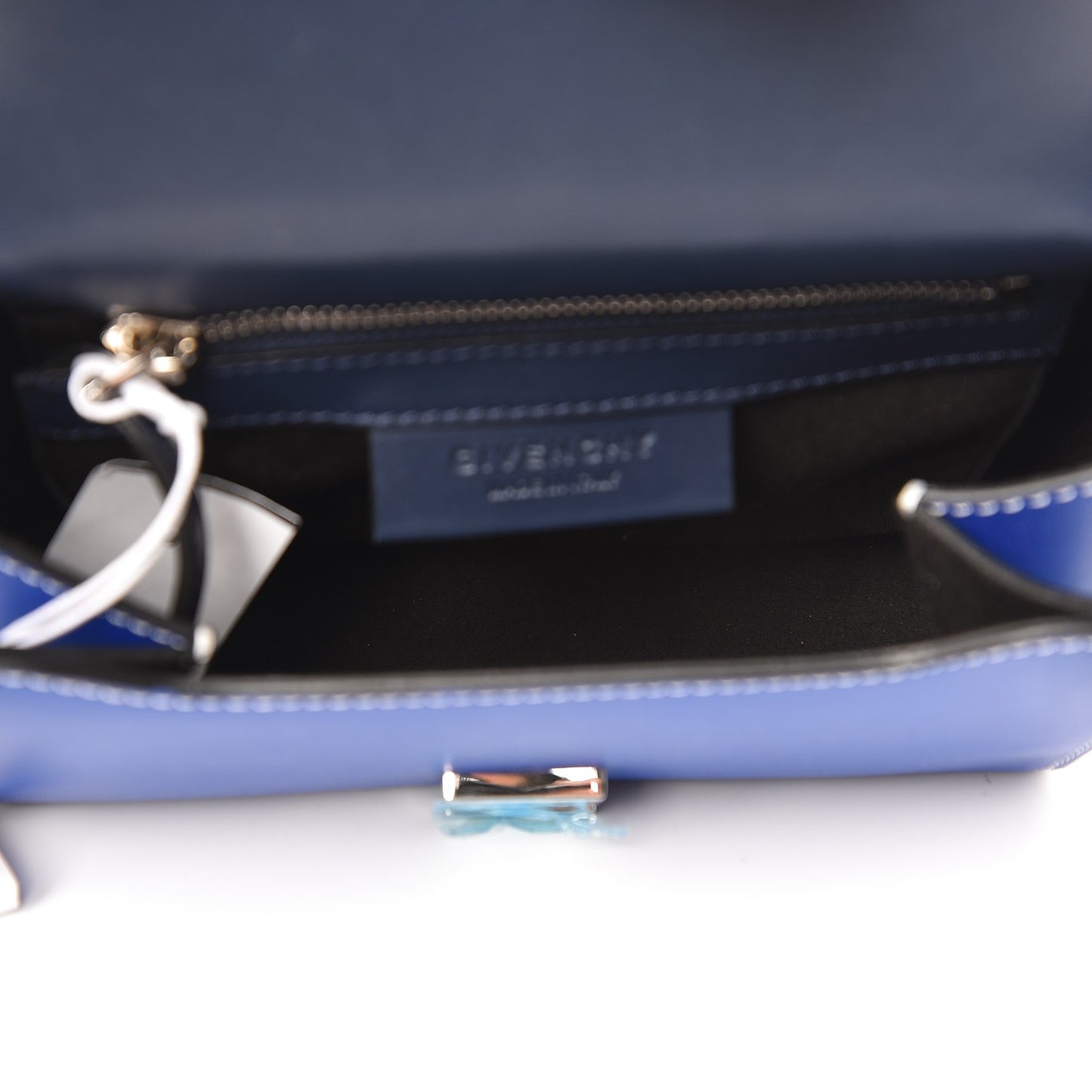Calfskin Mini Pandora Box Logo Strap Crossbody Bag Moroccan Blue