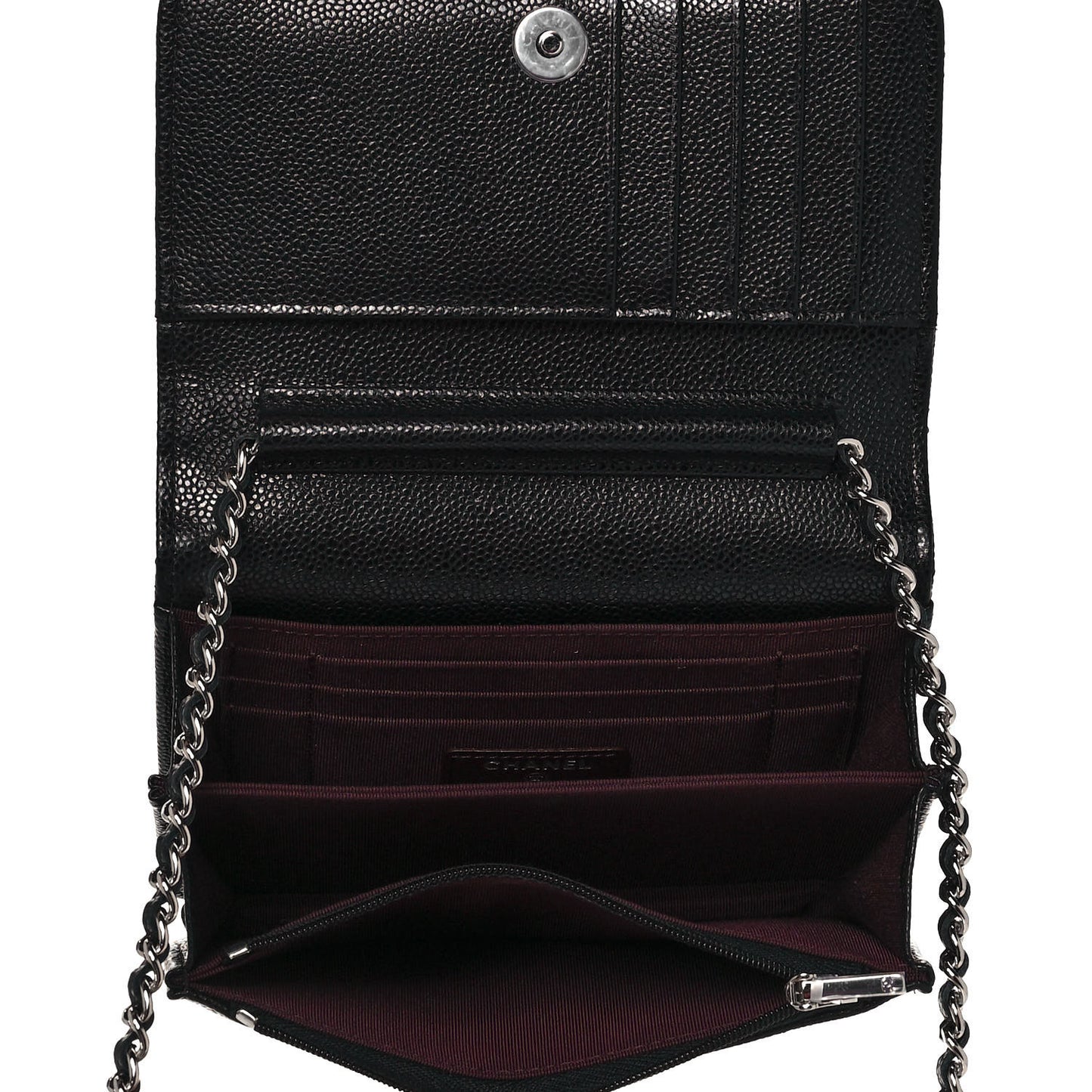 Caviar Quilted Mini Wallet On Chain WOC Black