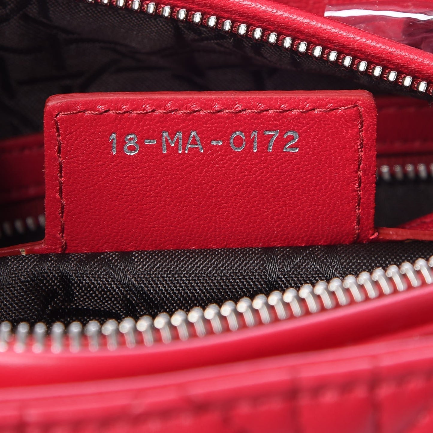Lambskin Cannage Medium Lady Dior Red Carmin