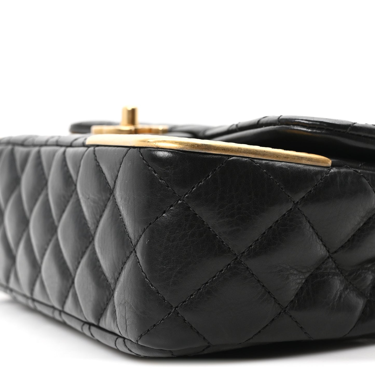 Calfskin Quilted Rock The Corner Flap Black