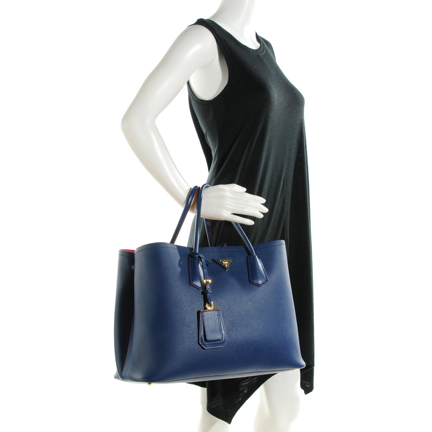 Saffiano Cuir Large Double Bag Bleuette