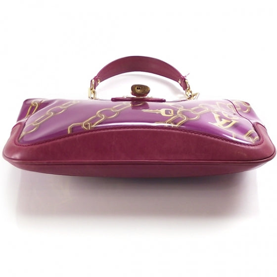 Monogram Charms Frame Kisslock Clutch Fuchsia