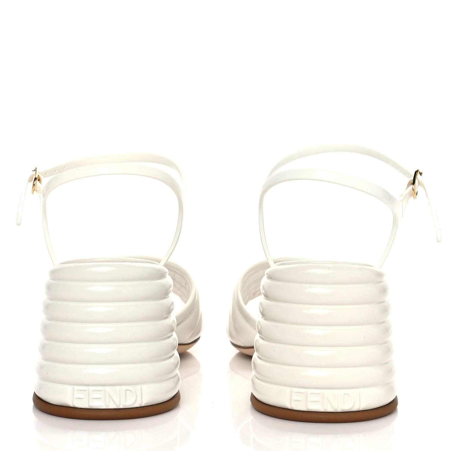 Fendi Calfskin Promenade Slingback Sandals 38 White 5 of 9