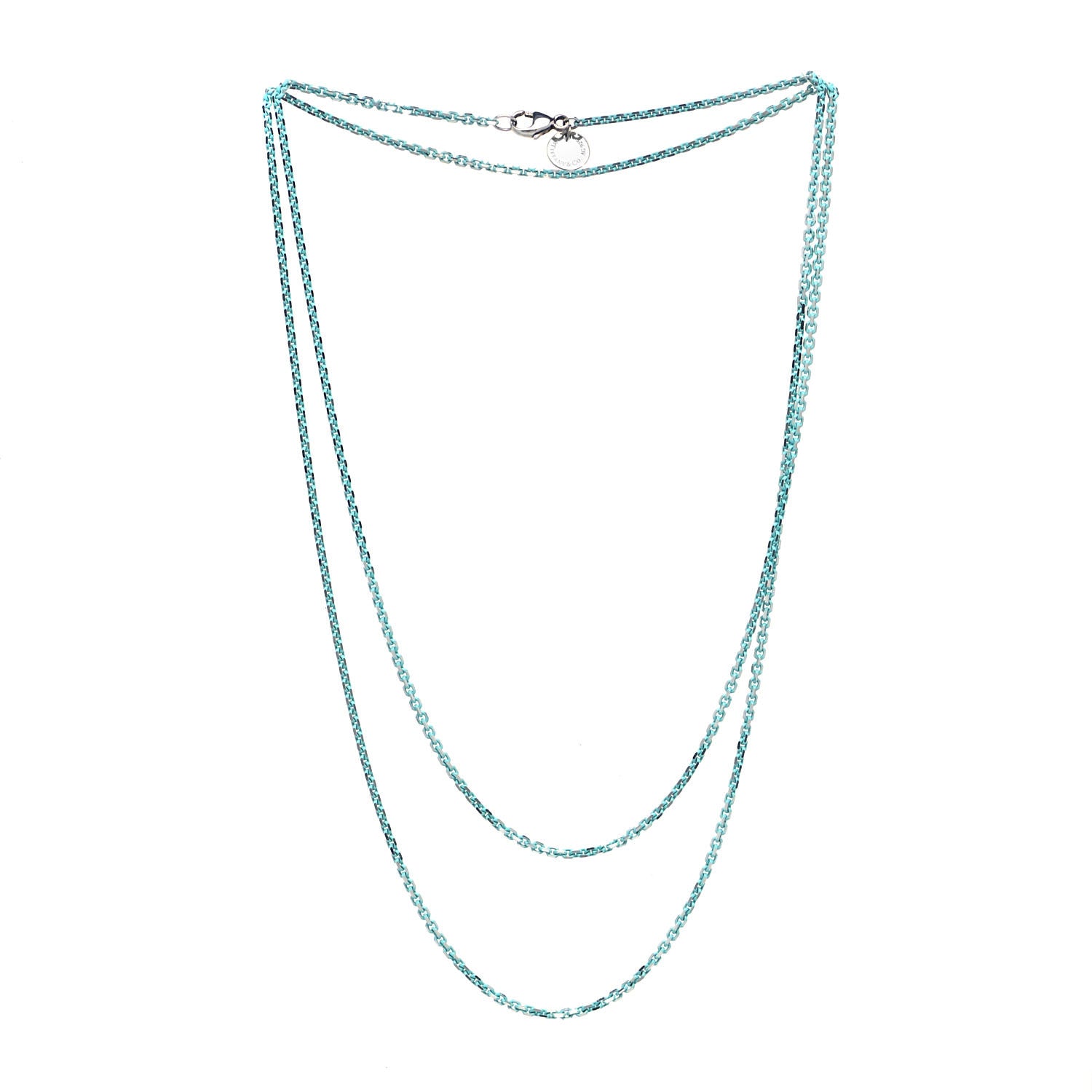 Tiffany Sterling Silver Enamel 1.75mm Chain Necklace Blue 30" 3 of 5
