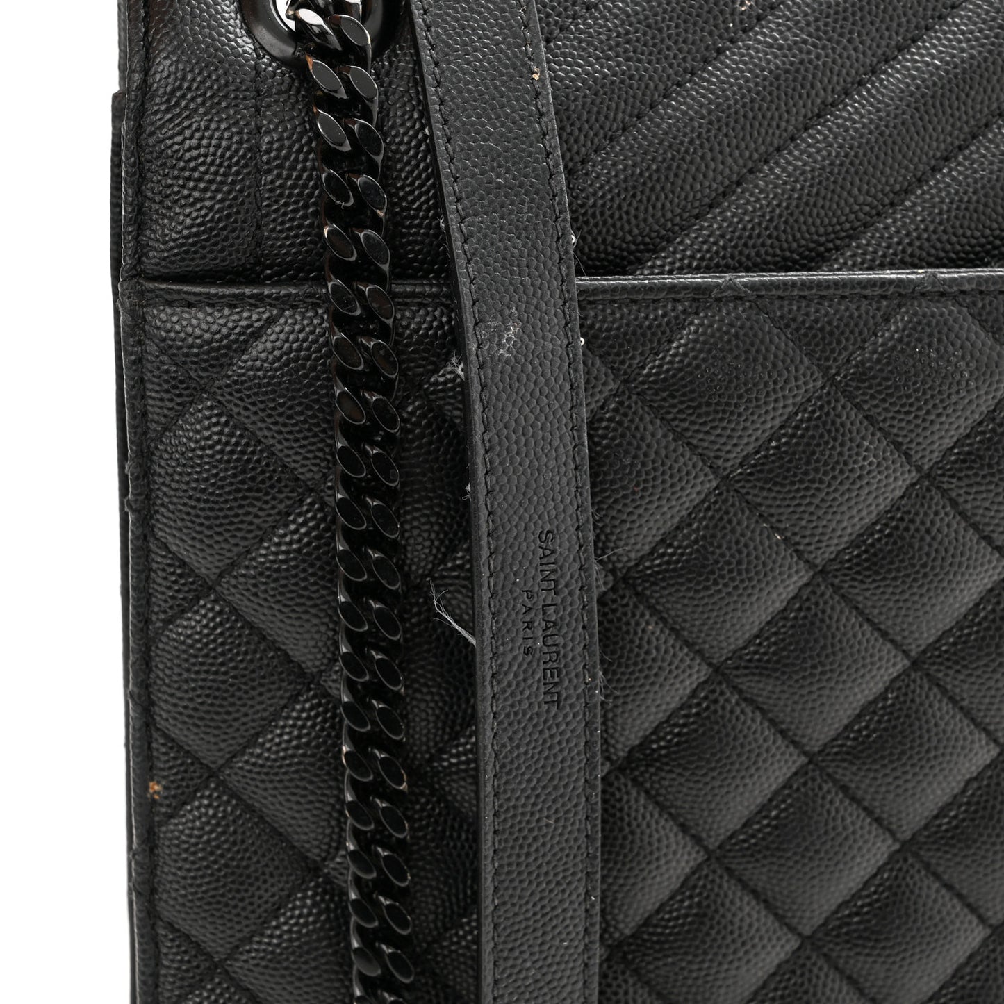 Grain De Poudre Textured Mixed Matelasse Large Triquilt Monogram Monochrome Satchel Black