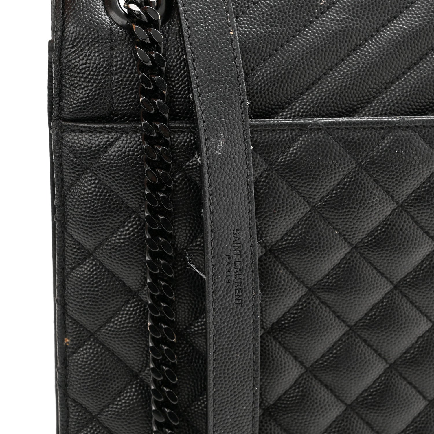 Saint Laurent Grain De Poudre Textured Mixed Matelasse Large Triquilt Monogram Monochrome Satchel Black 18 of 21