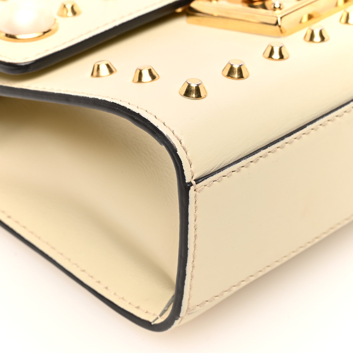 Gucci Calfskin Studded Small Padlock Shoulder Bag White 9 of 10