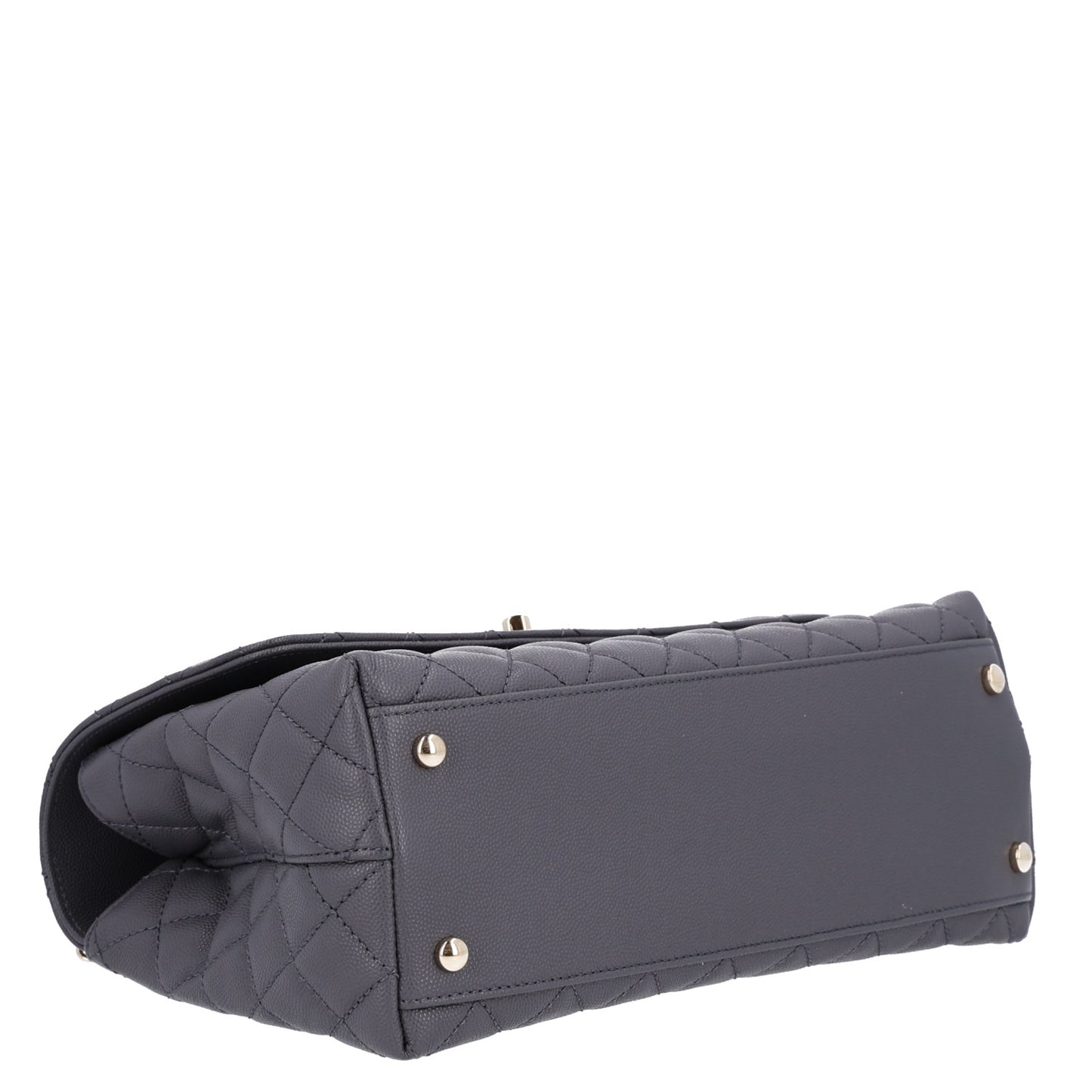 Caviar Quilted Small Coco Handle Flap Dark Grey