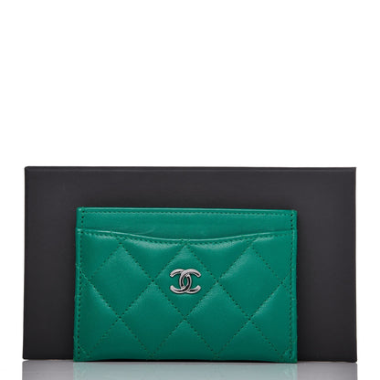 Chanel Lambskin Quilted Card Holder Green 9 of 11