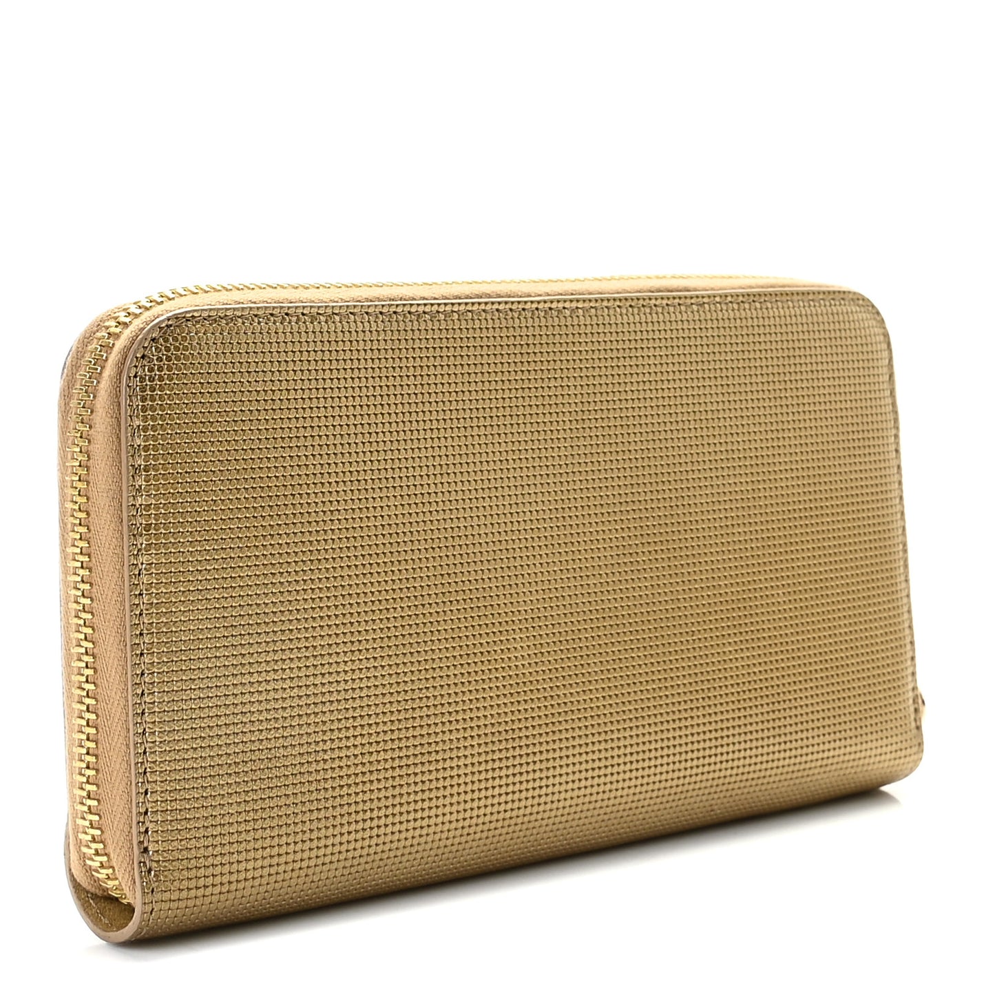 Vitello Birkin Logo Zip Around Wallet Gold
