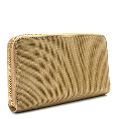 Fendi Vitello Birkin Logo Zip Around Wallet Gold 2 of 7