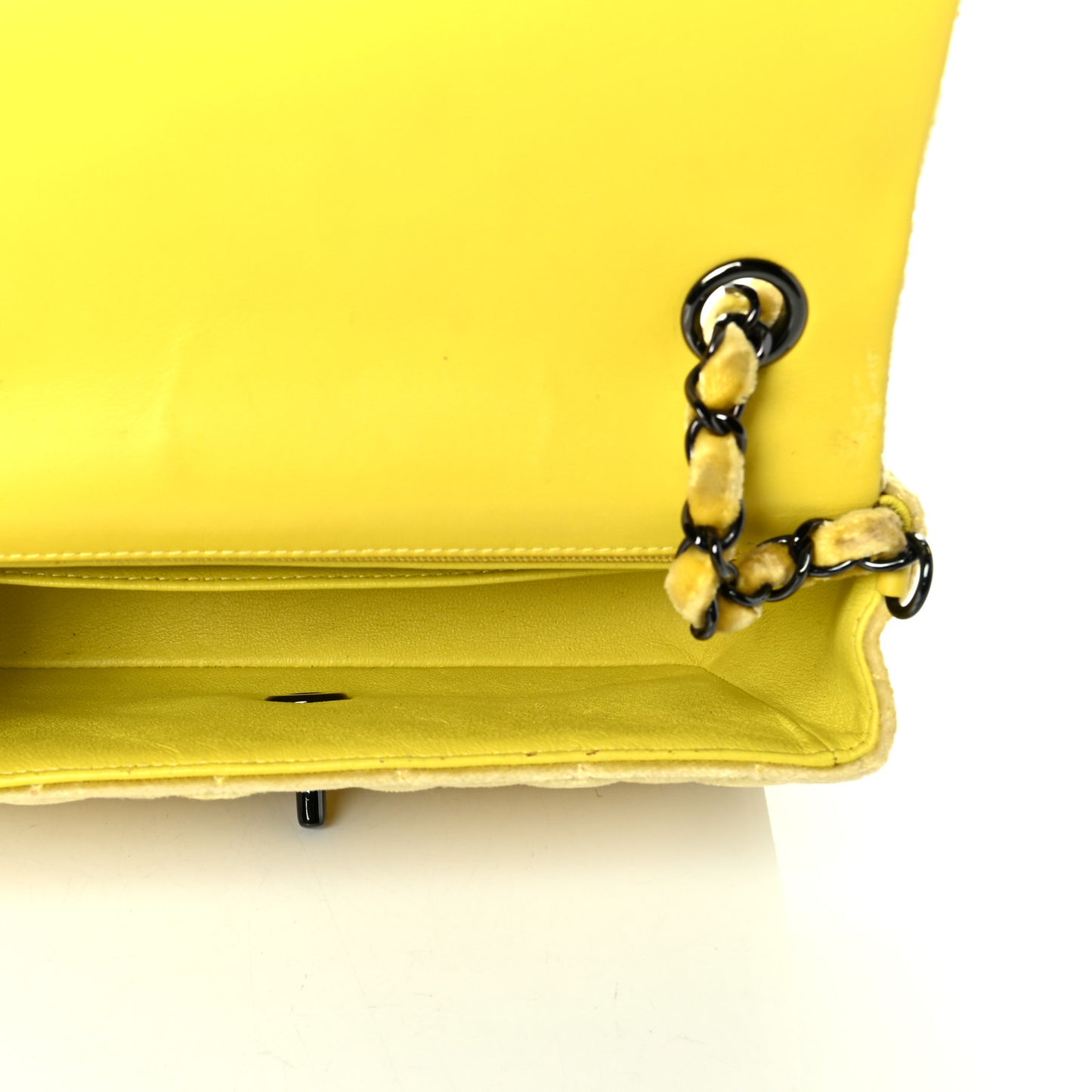 Velvet Quilted Mini Rectangular Flap Yellow