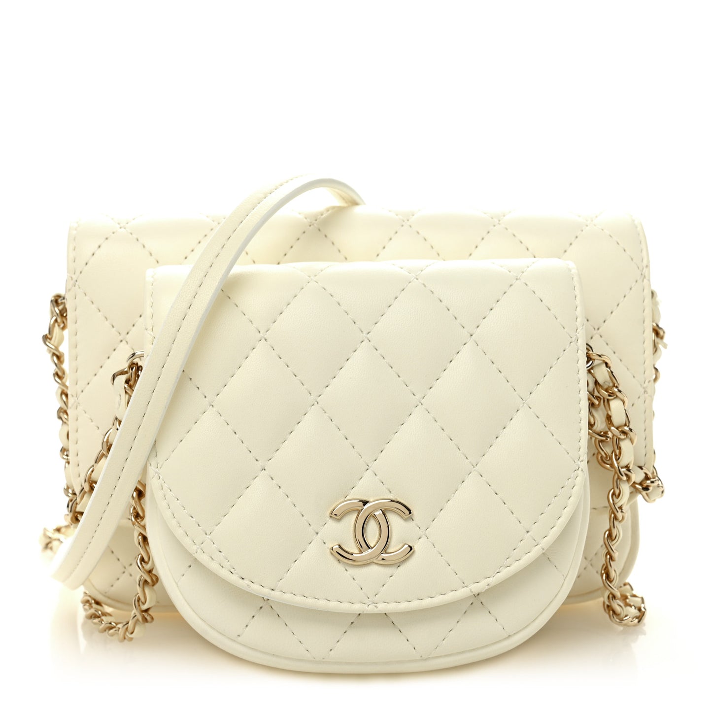 Lambskin Quilted Side Packs White