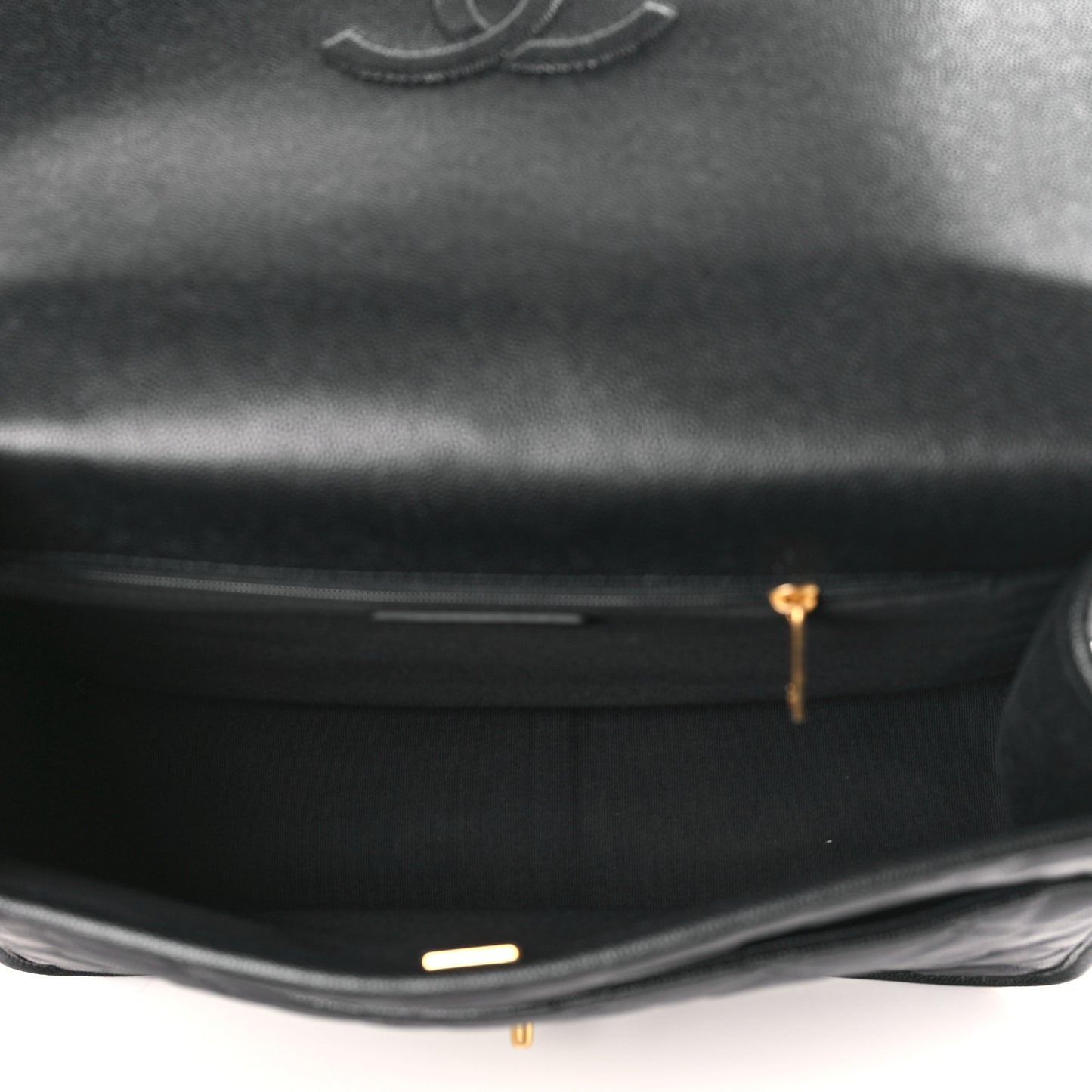 Caviar Quilted Large School Memory Top Handle Flap Black