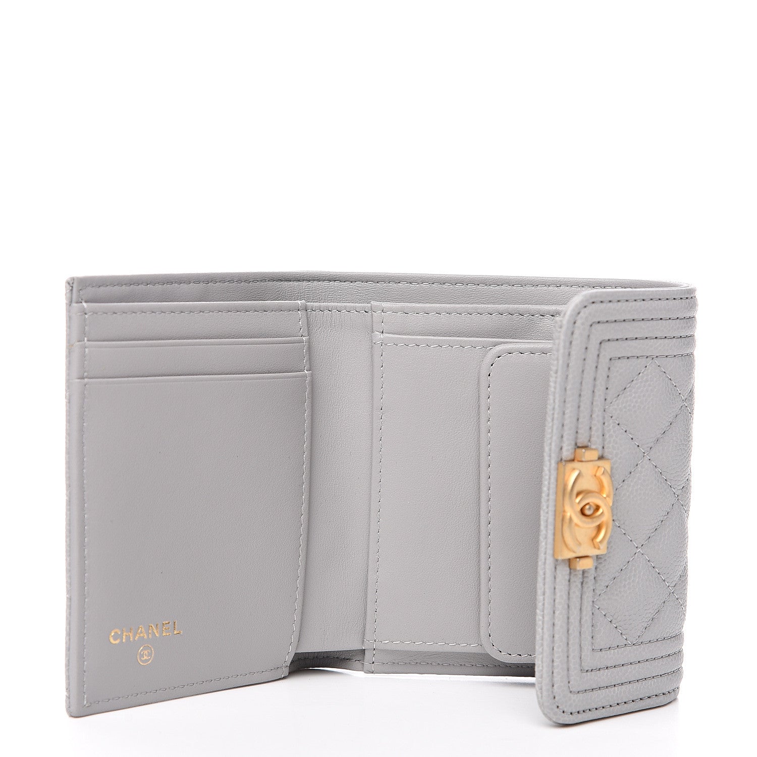 Chanel Caviar Quilted Small Boy Flap Wallet Grey 4 of 7