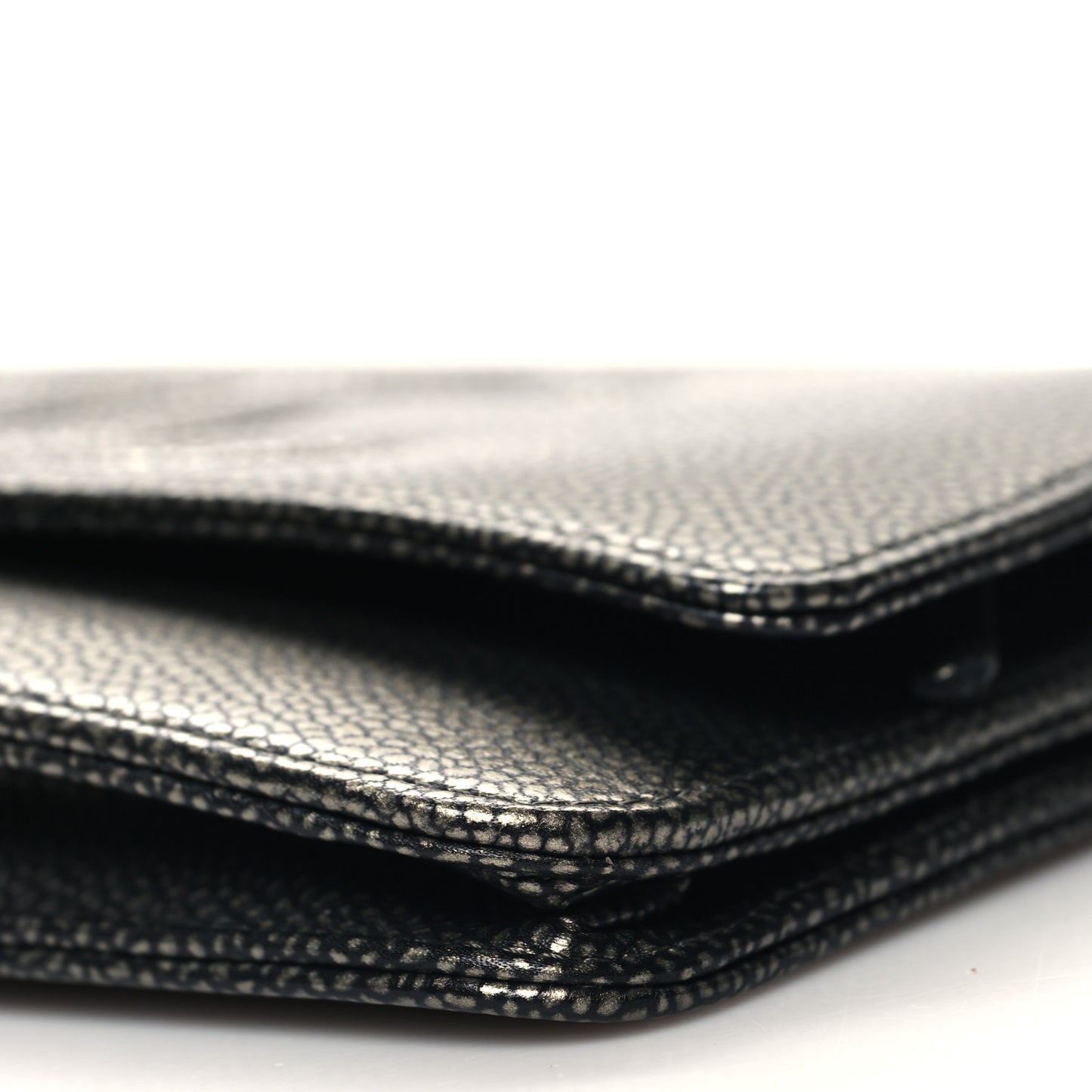 Metallic Caviar Timeless CC Wallet On Chain WOC Grey