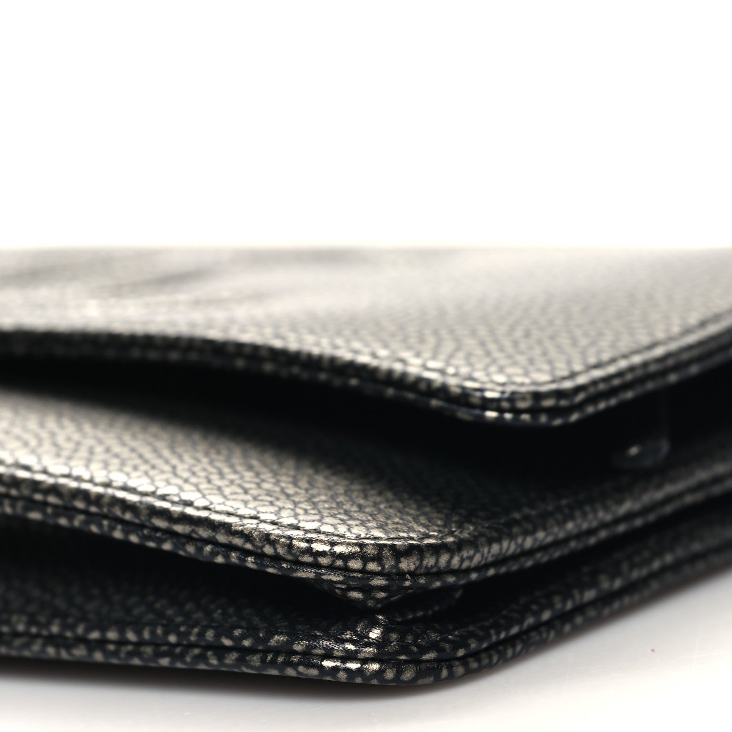 Chanel Metallic Caviar Timeless CC Wallet On Chain WOC Grey 11 of 11