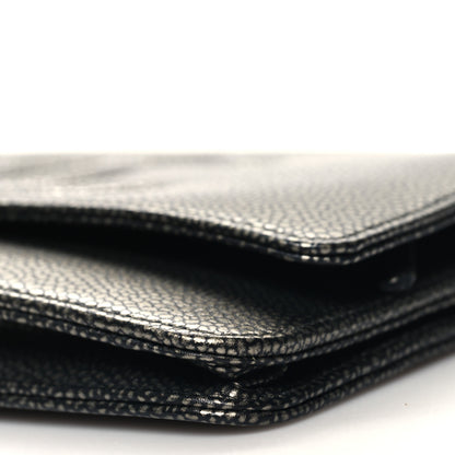 Chanel Metallic Caviar Timeless CC Wallet On Chain WOC Grey 11 of 11