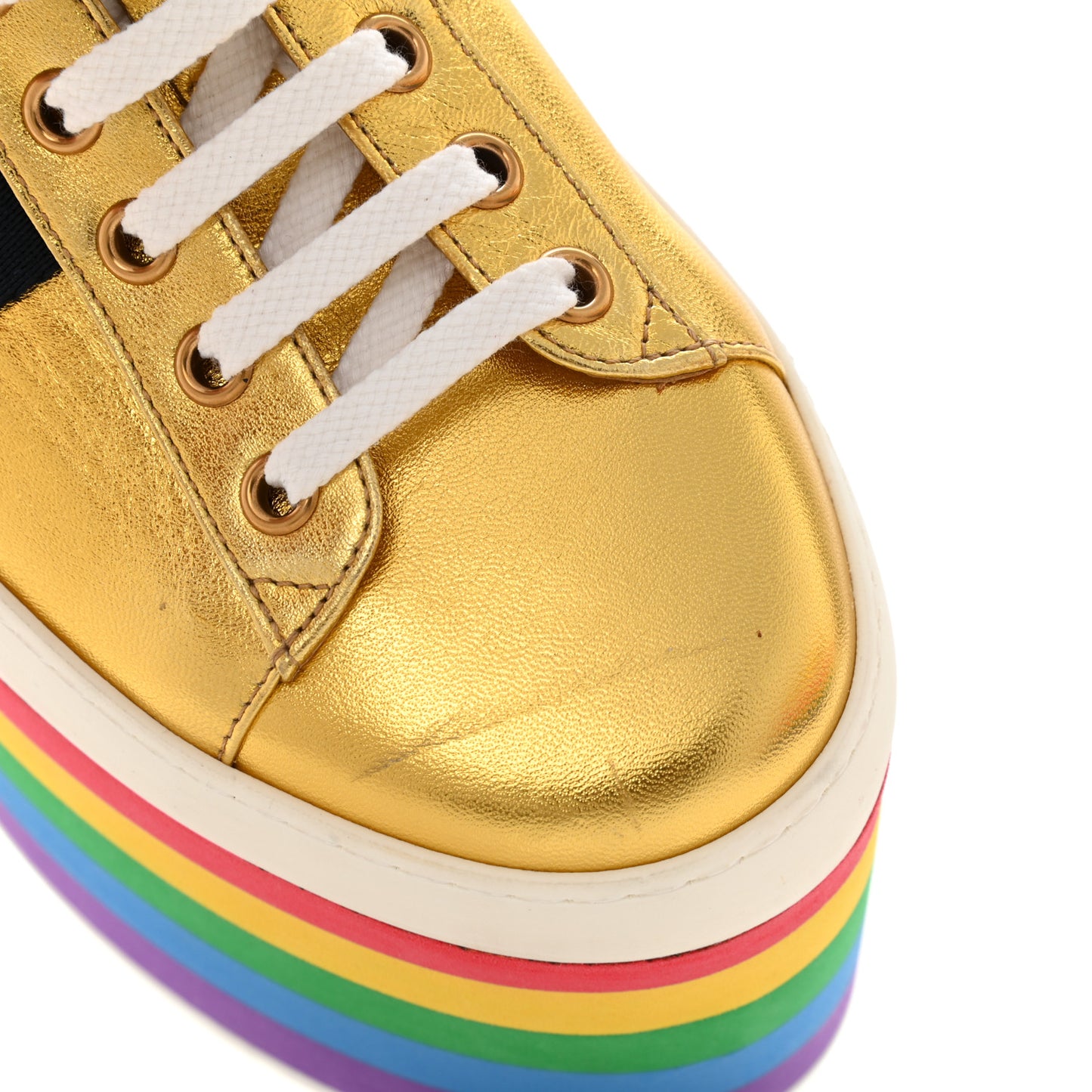 Metallic Nappa Peggy Platform Sneakers 39 Oro Vecchio