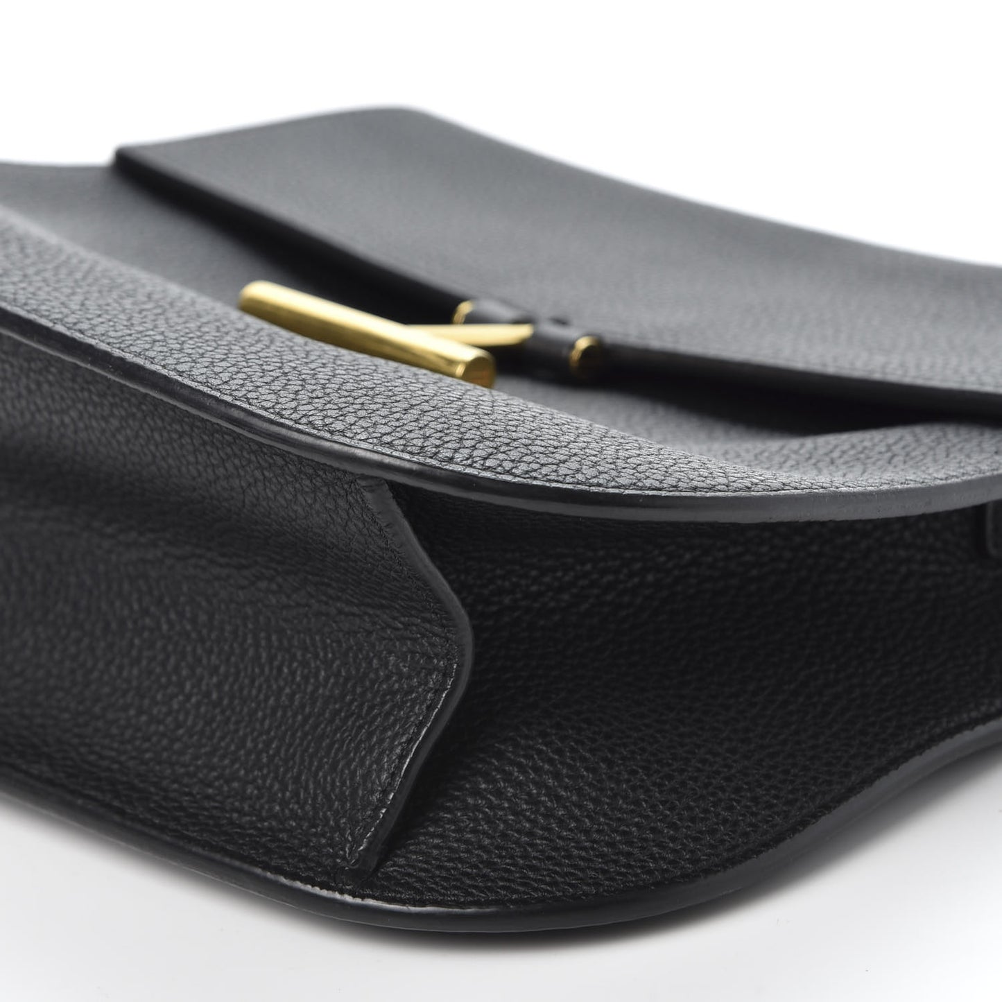 Calfskin Large T Clasp Tara Crossbody Bag Black