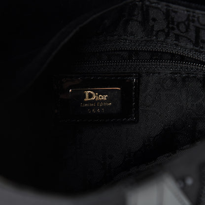 Christian Dior Velvet Nylon Pom Pom Saddle Bag Black 8 of 9