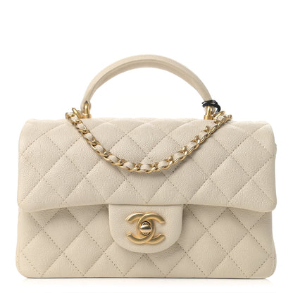 Chanel Caviar Quilted Mini Top Handle Rectangular Flap Beige 1 of 9