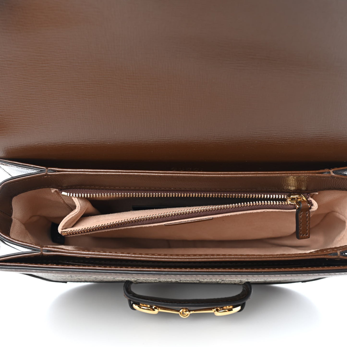 GG Supreme Monogram Horsebit 1955 Shoulder Bag Beige Brown Sugar