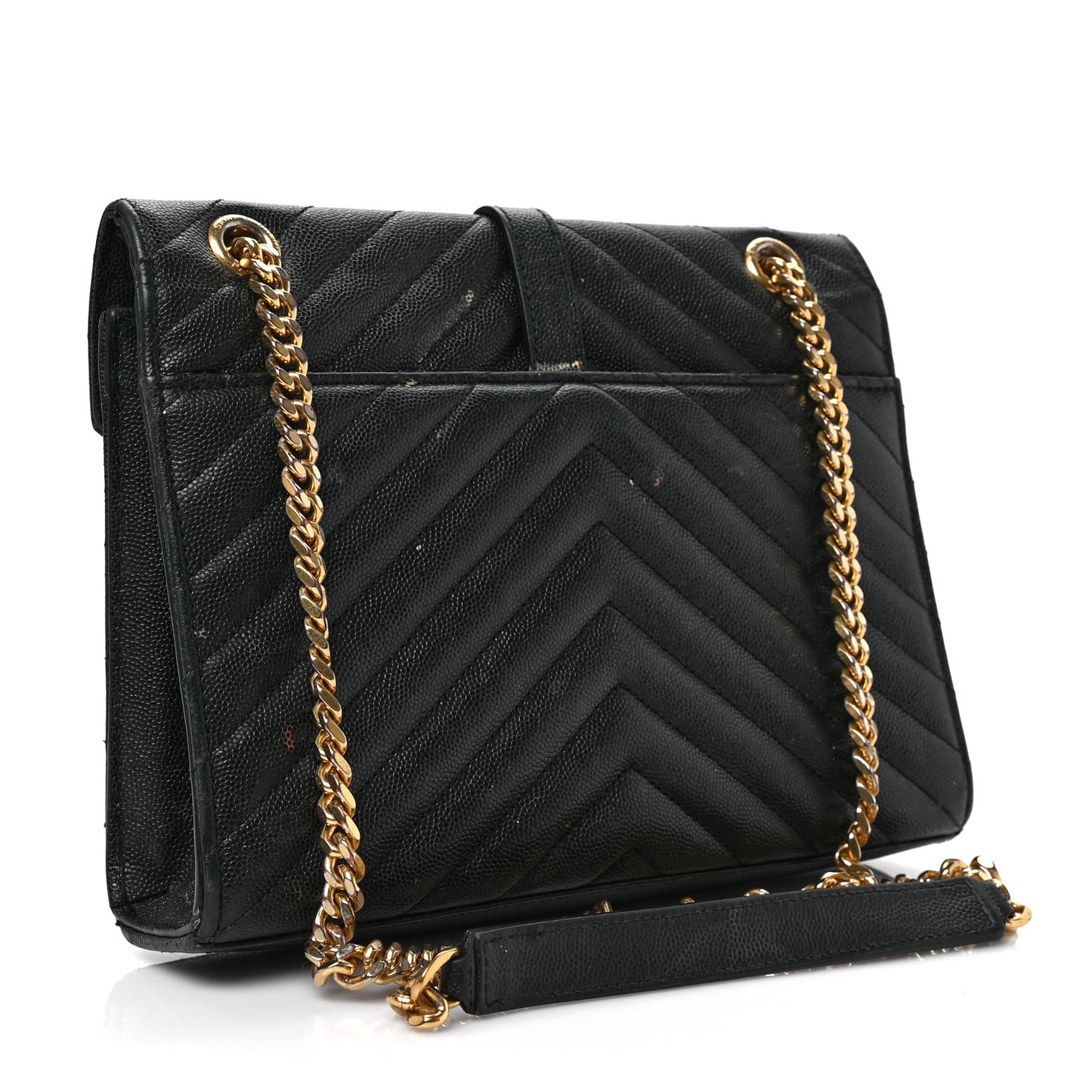 Grain De Poudre Matelasse Chevron Medium Monogram Satchel Black