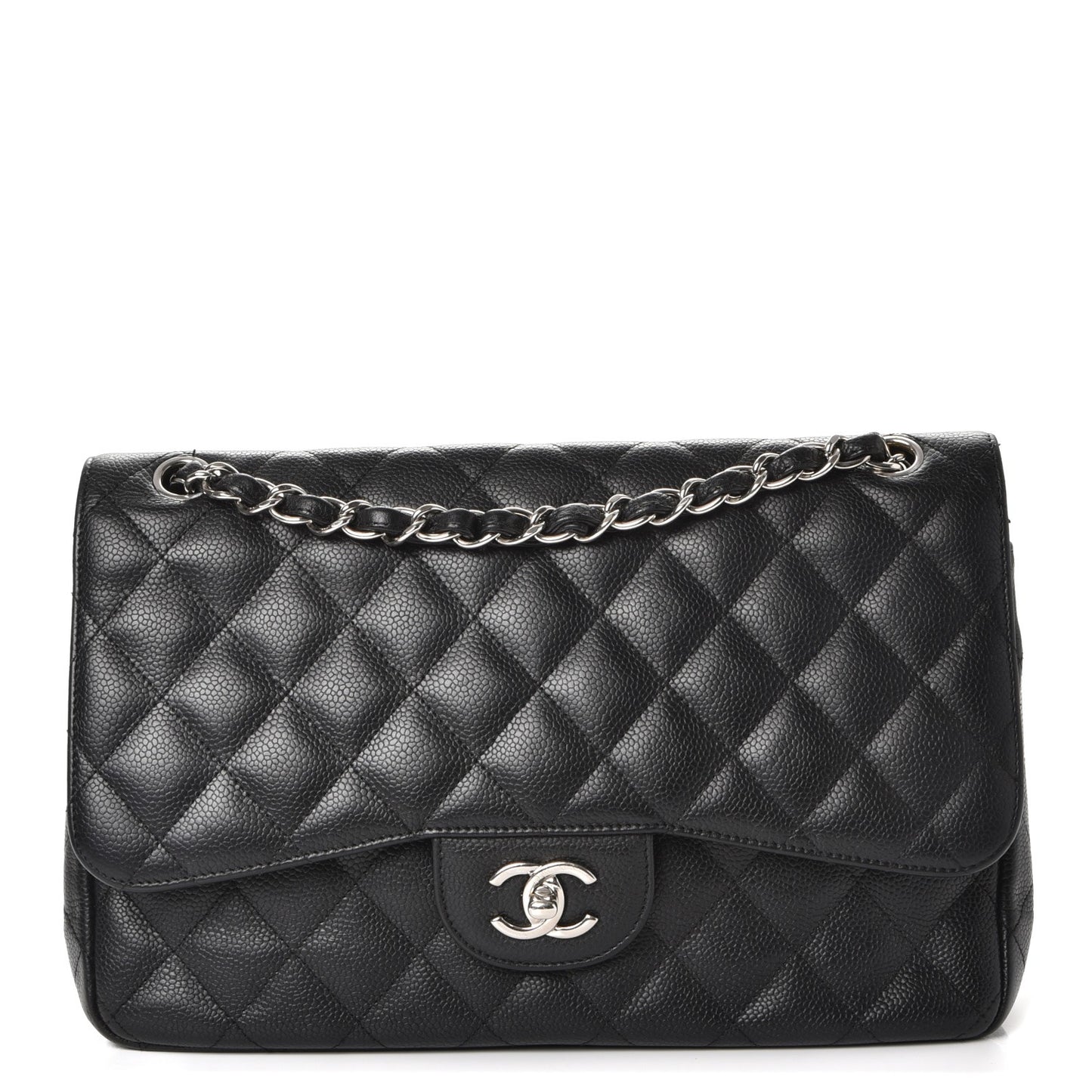 Caviar Quilted Jumbo Double Flap Black