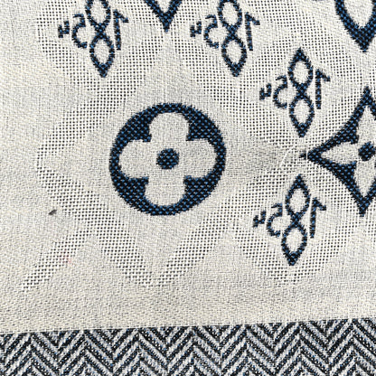 Louis Vuitton Silk Wool Jacquard Since 1854 Monogram Shawl Gray 3 of 3