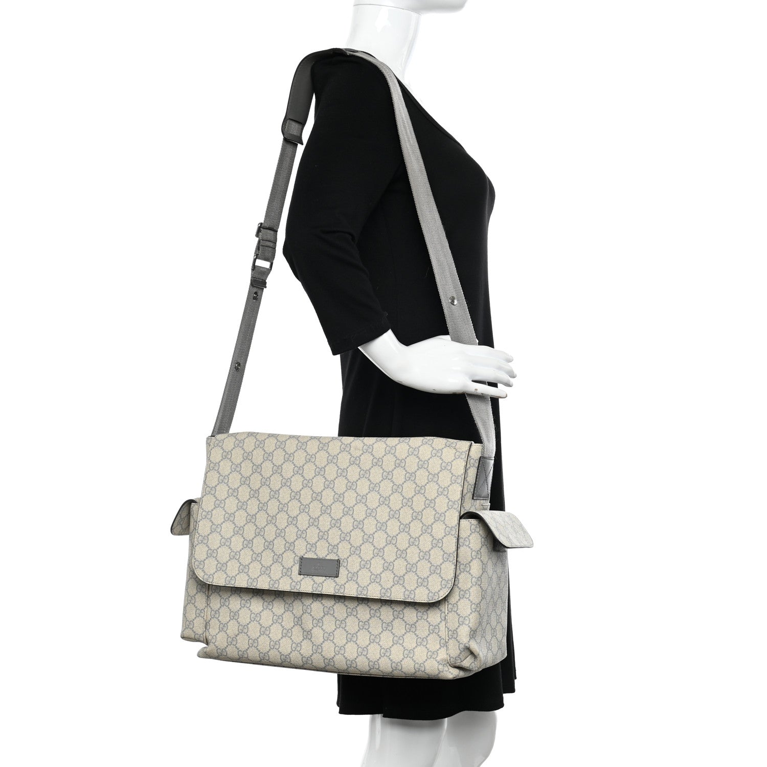 Gucci GG Plus Monogram Messenger Diaper Bag Ecru Grigio 2 of 13
