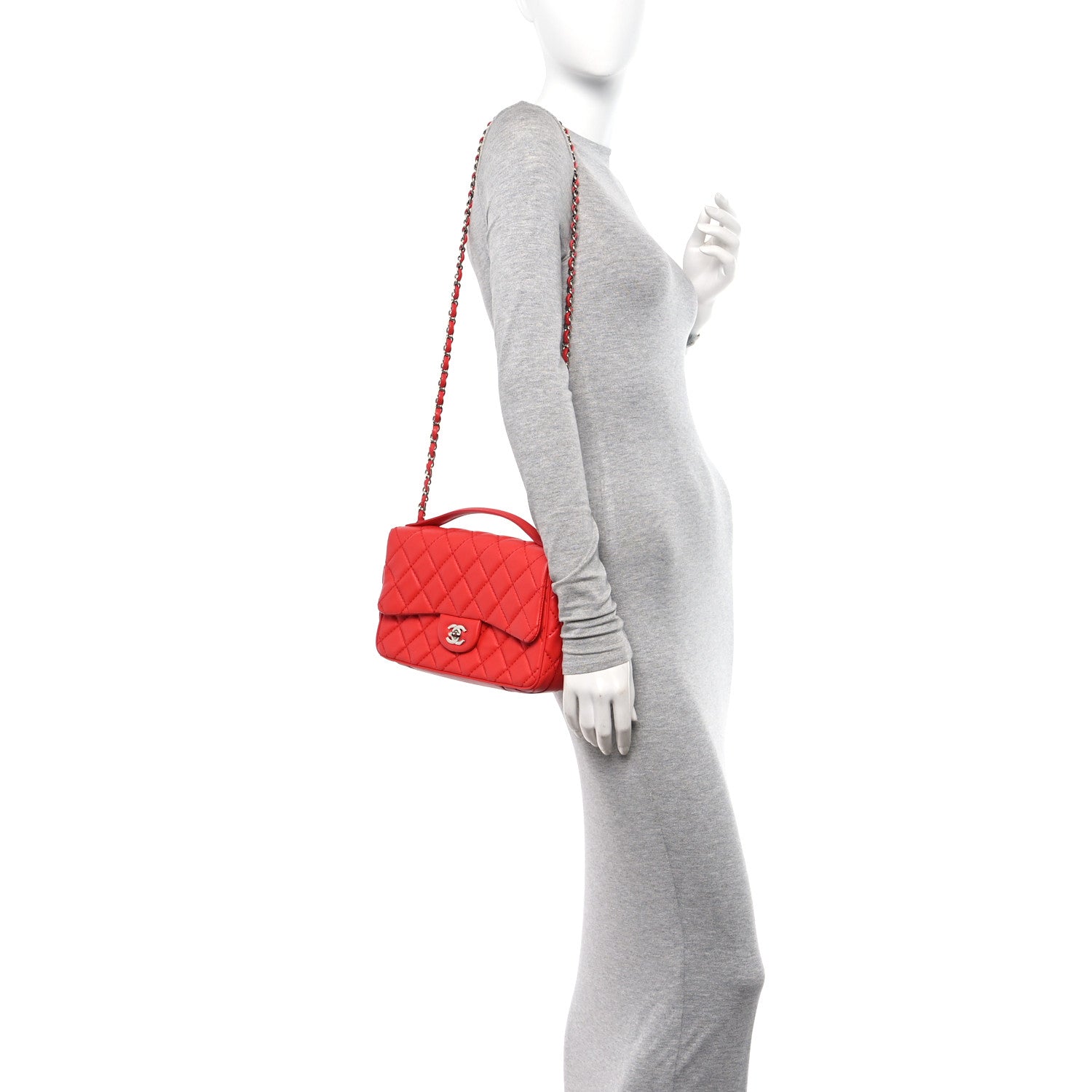 Chanel Lambskin Quilted Medium Easy Carry Flap Red 2 of 11
