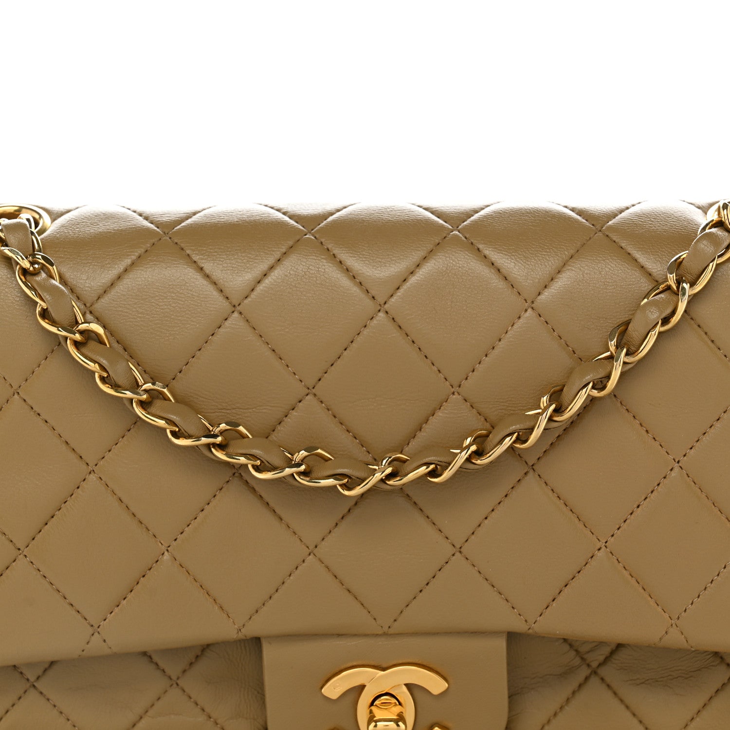 Chanel Lambskin Quilted Medium Double Flap Beige 9 of 14