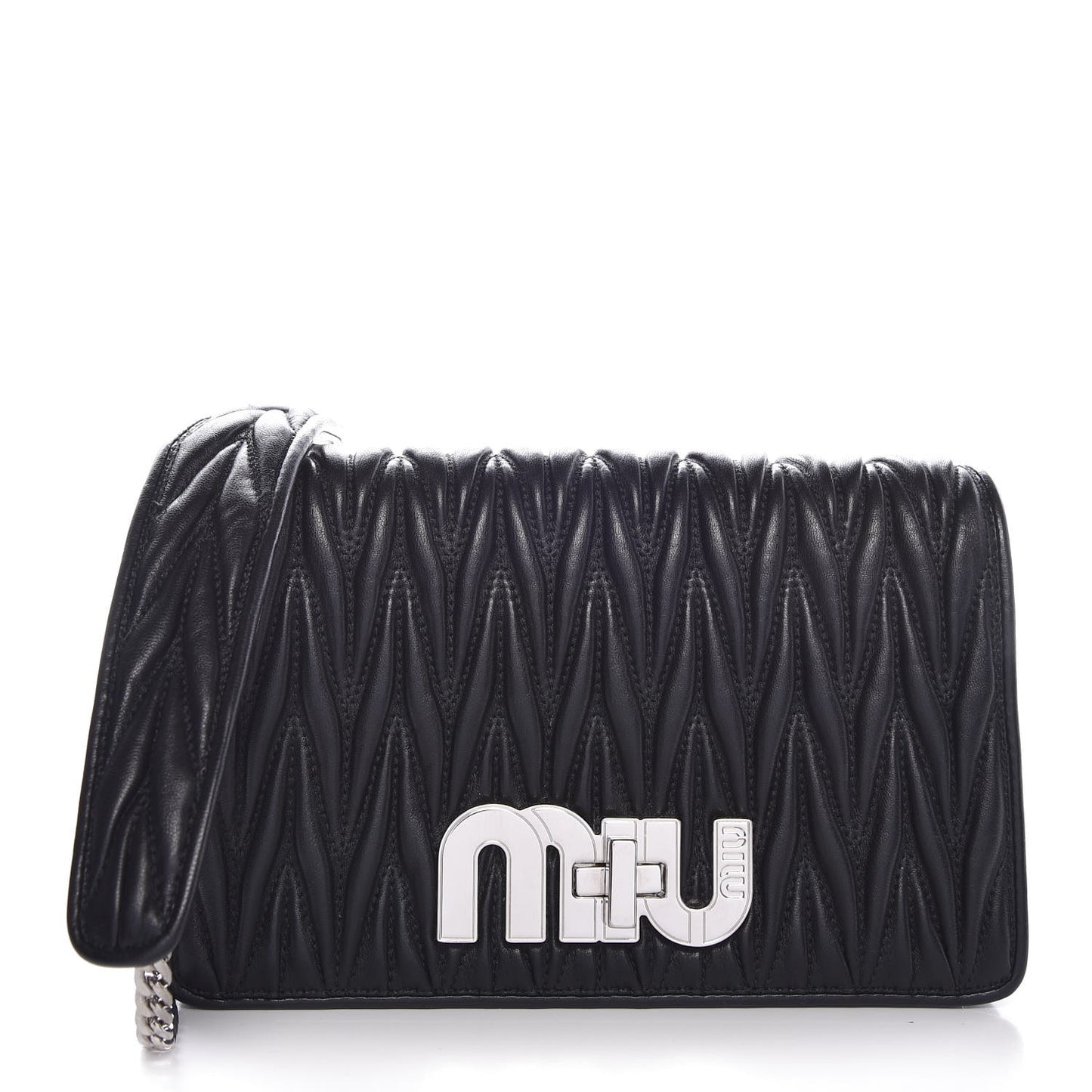 Matelasse Delice Miu Logo Bag Black