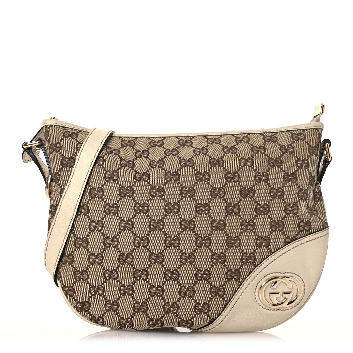 Gucci Monogram Medium New Britt Half Moon Hobo White 1 of 16