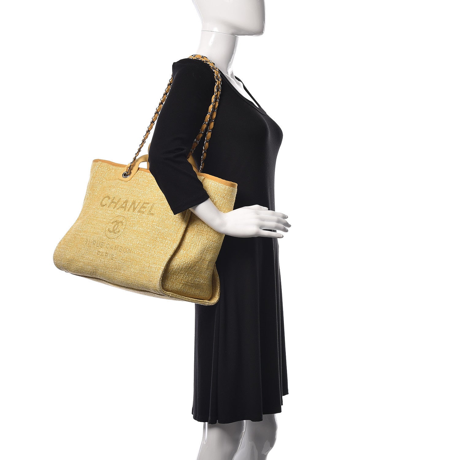 Chanel Canvas Large Deauville Tote Light Yellow 2 of 14