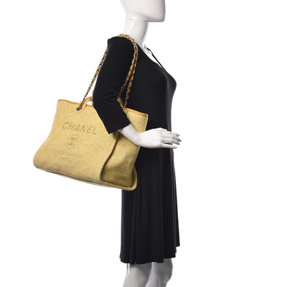 Chanel Canvas Large Deauville Tote Light Yellow 2 of 14