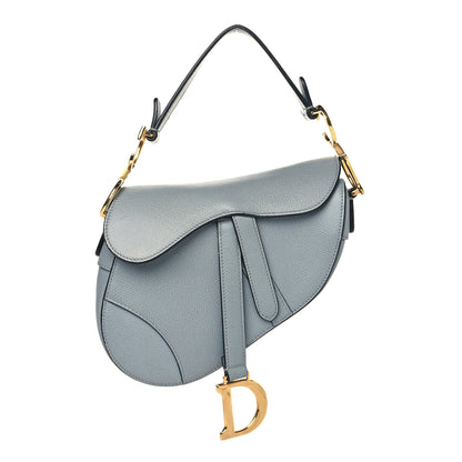 Christian Dior Grained Calfskin Mini Saddle Bag Sky Blue 1 of 9