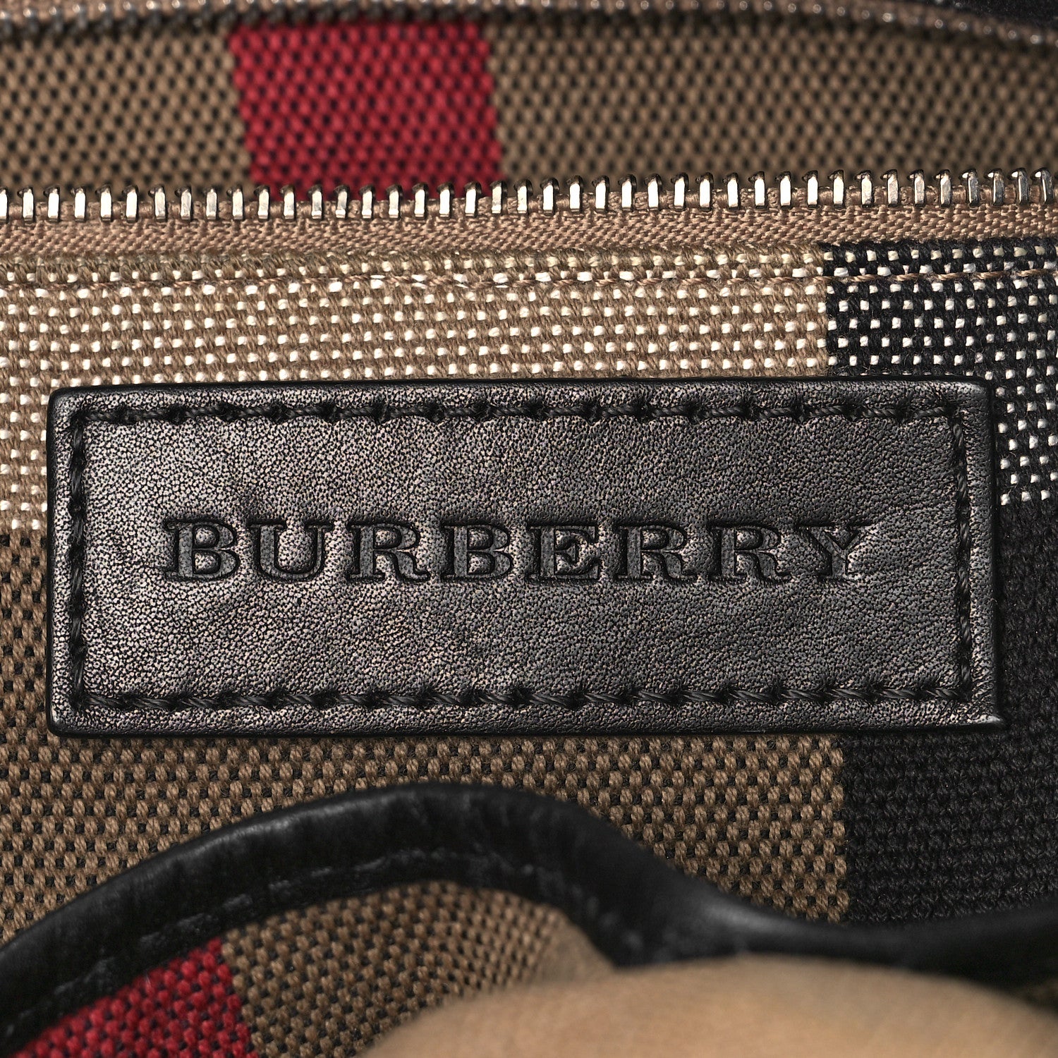 Burberry Grainy Calfskin House Check Medium Maidstone Black 6 of 9