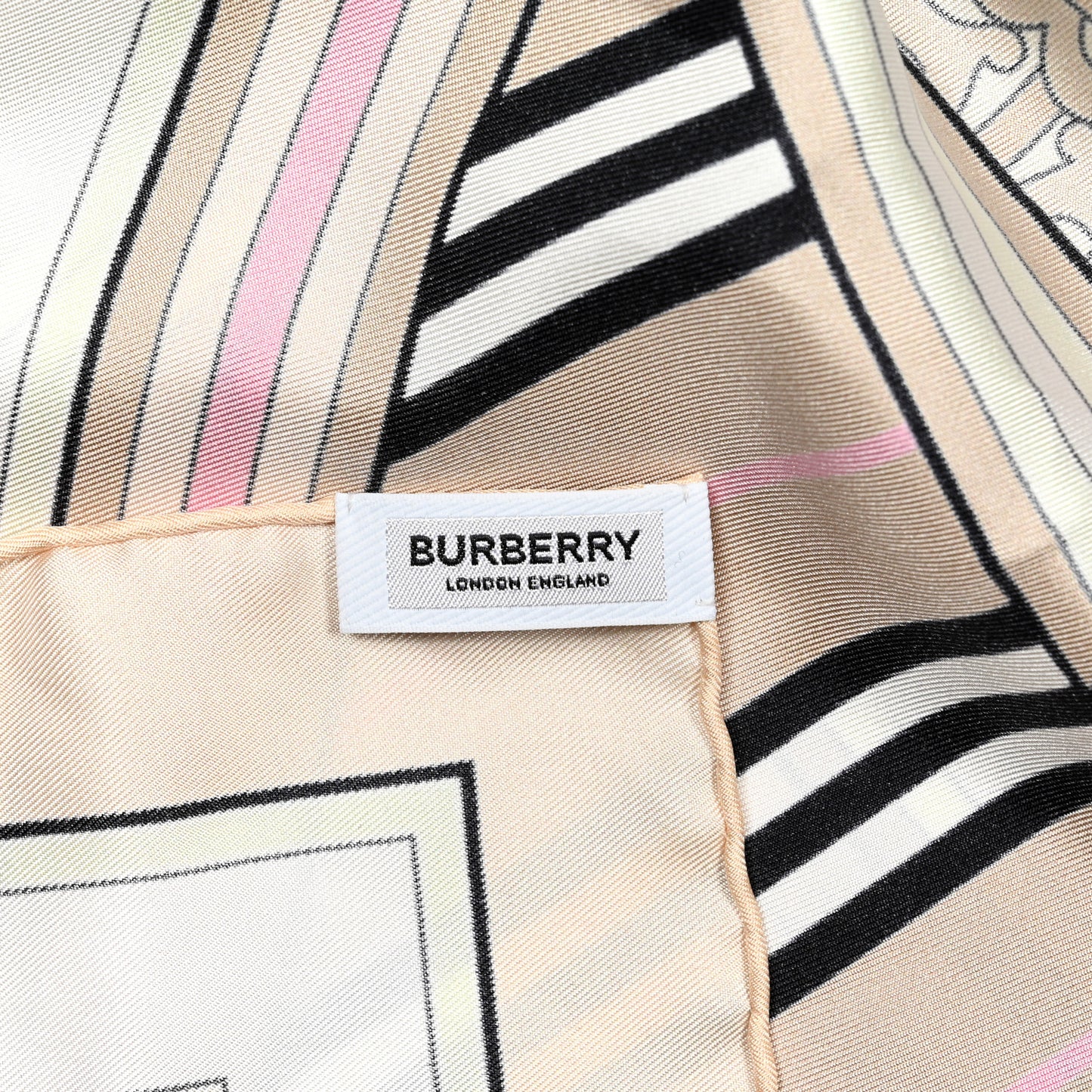 Silk Monogram Print Square Scarf Beige Pale Pink