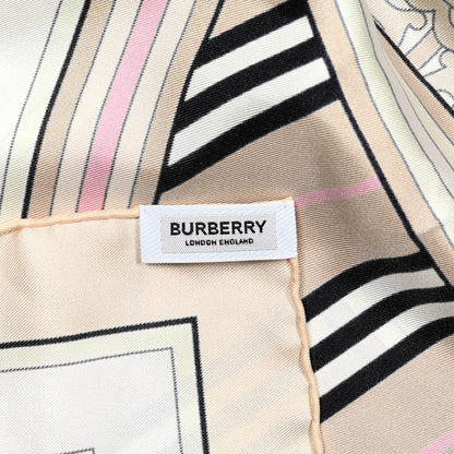 Burberry Silk Monogram Print Square Scarf Beige Pale Pink 4 of 4