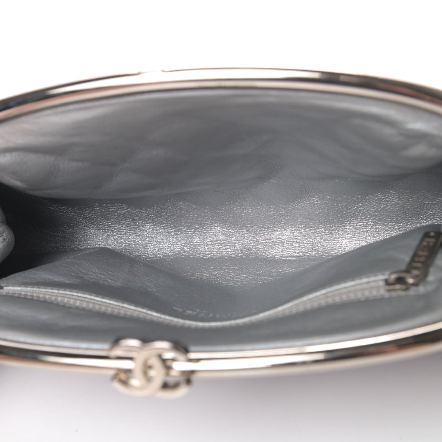 Metallic Aged Calfskin Quilted Timeless Clutch Silver